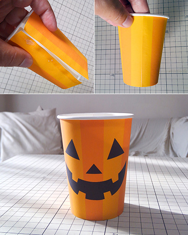 ハロウィンペーパーカップの作り方　紙コップデザイン素材　ジャックランタン