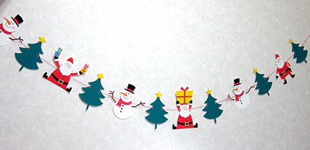 クリスマスガーランド　サンタ　ツリー　スノーマン　雪だるま
