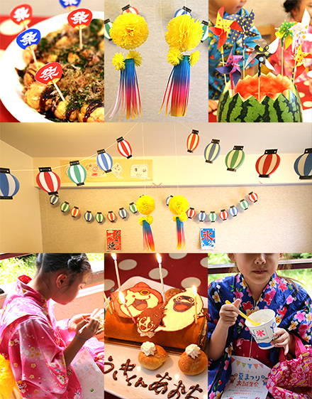 夏祭りがテーマのキッズパーティー/お誕生日会　子供の誕生日会・キッズパーティーの飾り付けアイデア