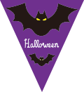コウモリ　紫　bat　フラッグガーランド