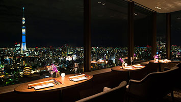 東京スカイツリーが見えるレストラン