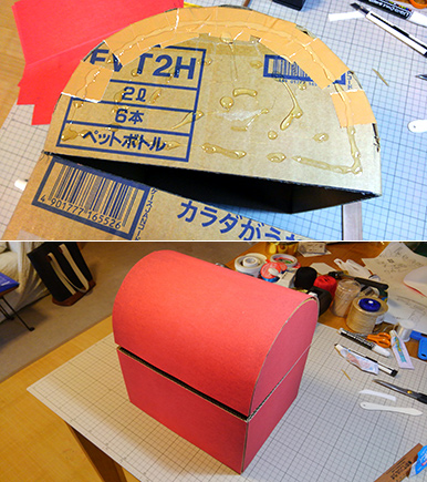テクスチャ素材を貼付ける　宝箱の作り方　いらない段ボール箱で作る