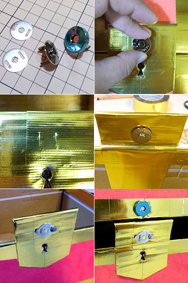 マグネットホックを設置する　宝箱の作り方　いらない段ボール箱で作る