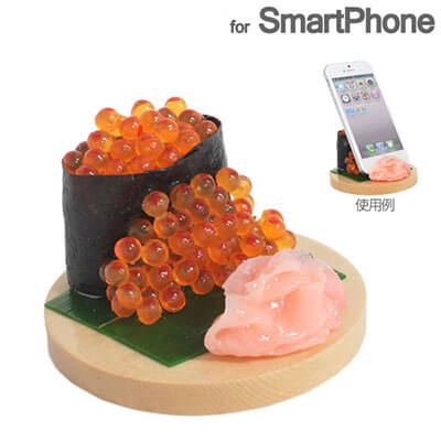 お寿司の食品サンプルのiphoneスタンド(いくらこぼし)　 おもしろ雑貨プレゼント