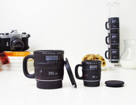 マイクロフォーカス エスプレッソマグ　カメラのレンズにそっくりな面白マグカップ おもしろ雑貨プレゼント