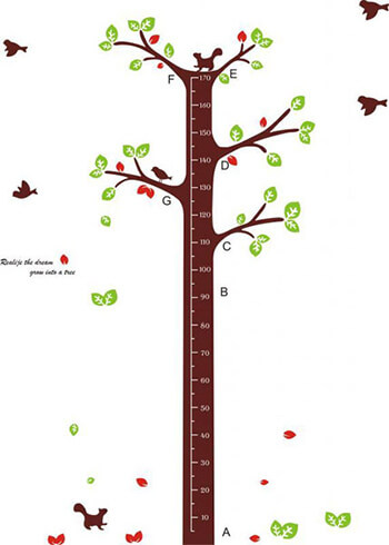 子供の身長が測れるウォールステッカー「木の身長計」　出産祝いプレゼント