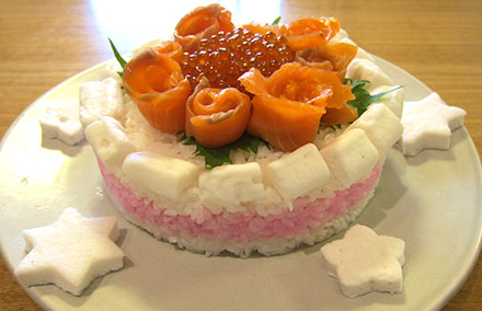 バラの寿司ケーキ　作り方