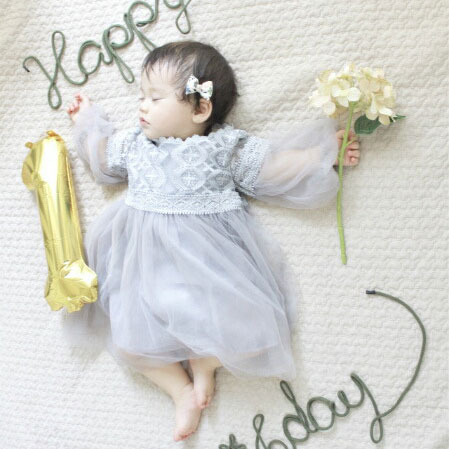 ベビードレス　１歳誕生日　パープル