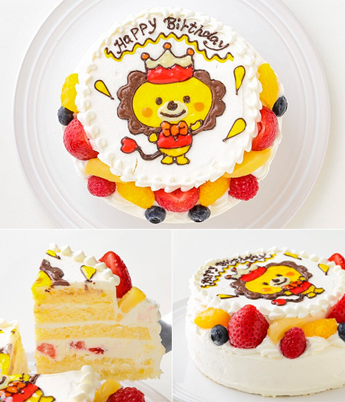 フルーツたっぷり！キャラクターイラストケーキ「イラスト生クリームデコ」