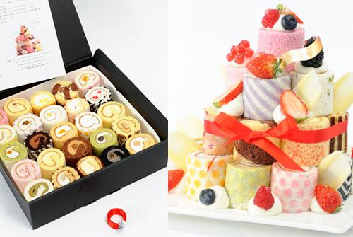 イリナで人気のロールケーキタワー ホワイトデープレゼント
