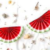 スイカ飾り-ペーパーファンで作る