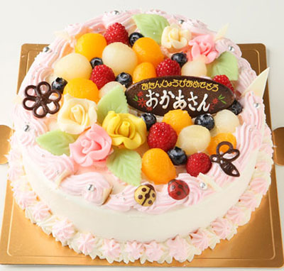 お花畑のケーキ　5号サイズの誕生日ケーキ