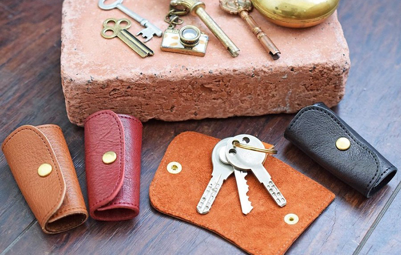 栃木レザー 真鍮キーケース Camel スナップボタン