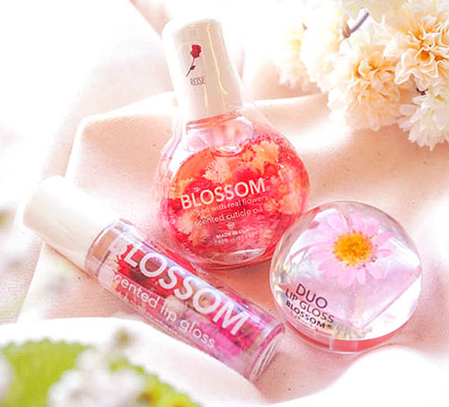 【BLOSSOM】ネイルオイルフラワー　リップグロス　デュオリップグロス　3点セット-pink