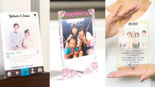 飾れる写真のバースデーカード アクリル製