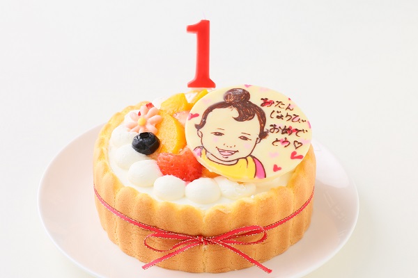 1歳の誕生日のバースデーケーキ　似顔絵