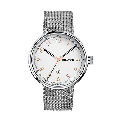 Bravur ブラヴア BW102S-W-SSM1 - Silver / White / Silver - 38mm