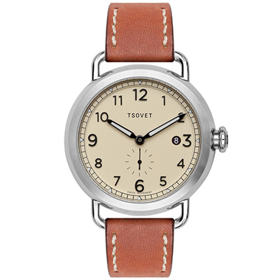 TSOVET ソベット SVT-CV43 シルバー/マットベージュ/Tan 43mm