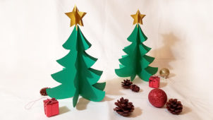 画用紙で作る！簡単ペーパークリスマスツリーの作り方（型紙素材の無料ダウンロードあり）