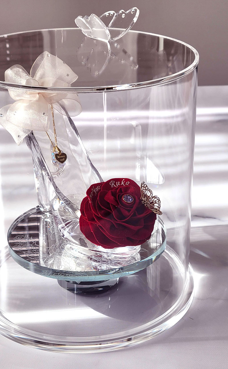 赤いバラのシンデレラのガラスの靴　オリジナル専用ケース