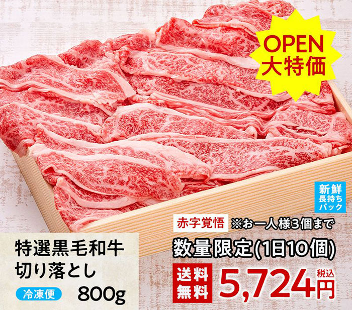 ≪送料無料≫黒毛和牛切り落とし 800g