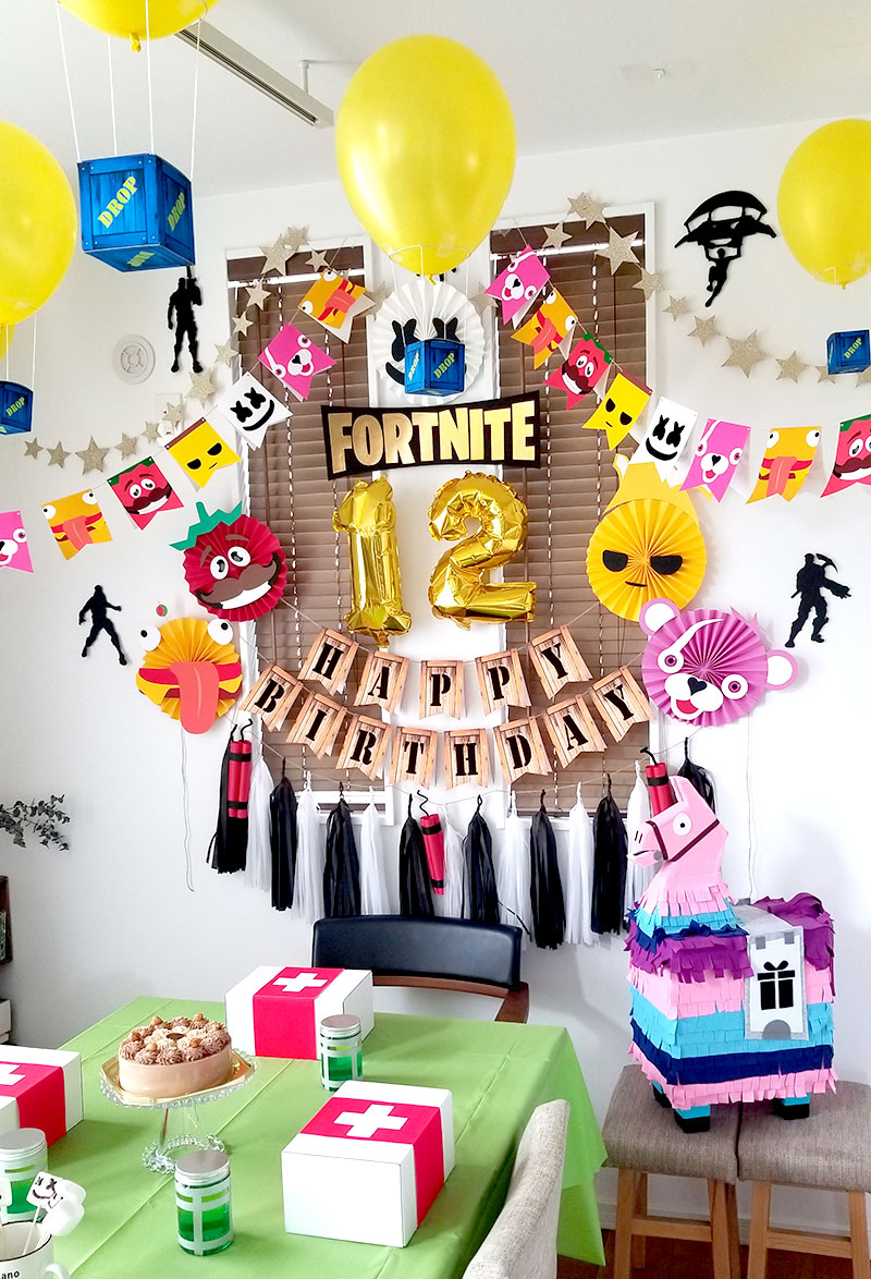 フォートナイトをテーマにした小学生男子の誕生日の飾り付け演出アイデア Happy Birthday Project フォートナイトをテーマにした小学生男子の誕生日の飾り付け演出アイデア Happy Birthday Project