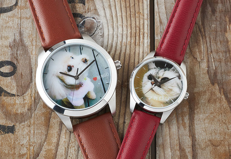 写真で作れるオリジナル腕時計「MY CREATION」　ペットの写真で作った時計