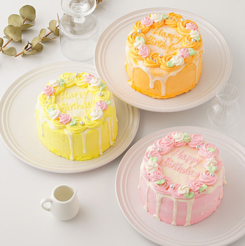 3tier cake お花×ドリップのセンイルケーキ（韓国ケーキ）推しケーキ