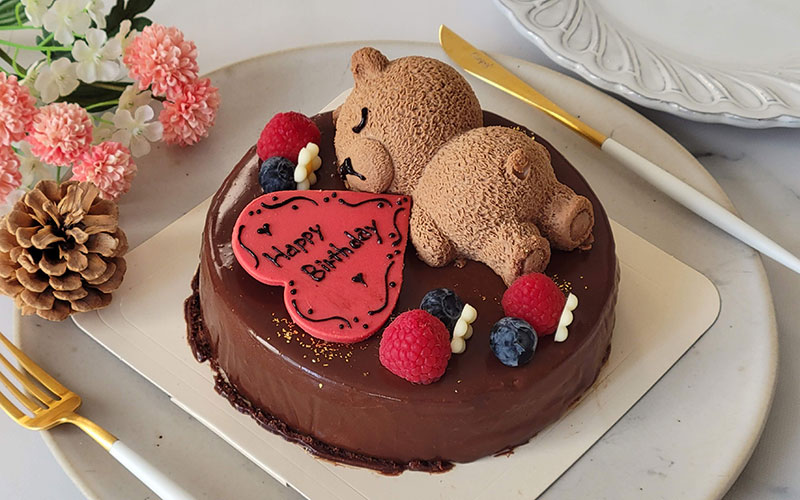 【口コミ】くまちゃんチョコレートムースケーキ／ベリーズスイーツキッチンをレビュー！可愛くて美味しい誕生日ケーキでした！