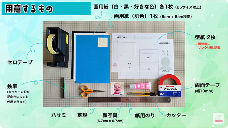  写真入り手作りメッセージカード　いないいないばあ　要するもの　作り方