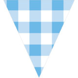 ブルーのギンガムチェックのフラッグガーランド素材